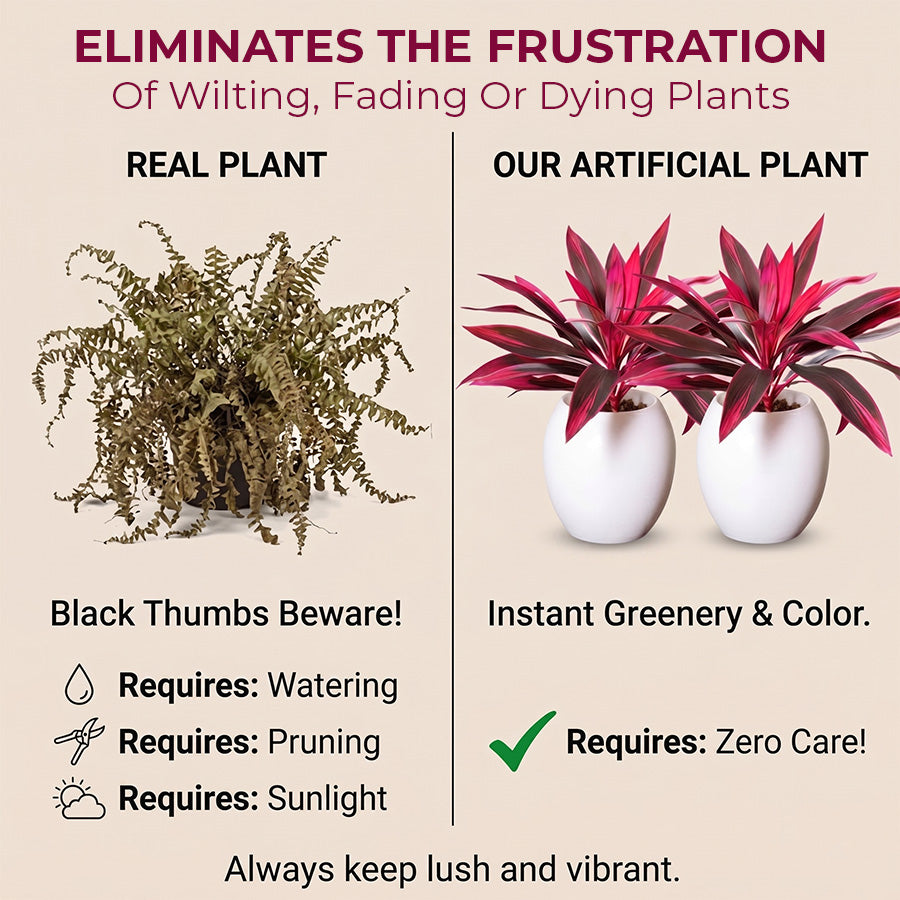 Artificial Boston Fern and Dragon Blood Tree Fake Plants