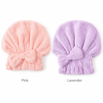 Women’s Bow Decor Shower Cap and Soft Absorbent Hair Towel Wrap Set