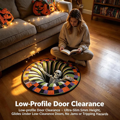 3D Skeleton Vortex Quilted Round Halloween Rug🎃