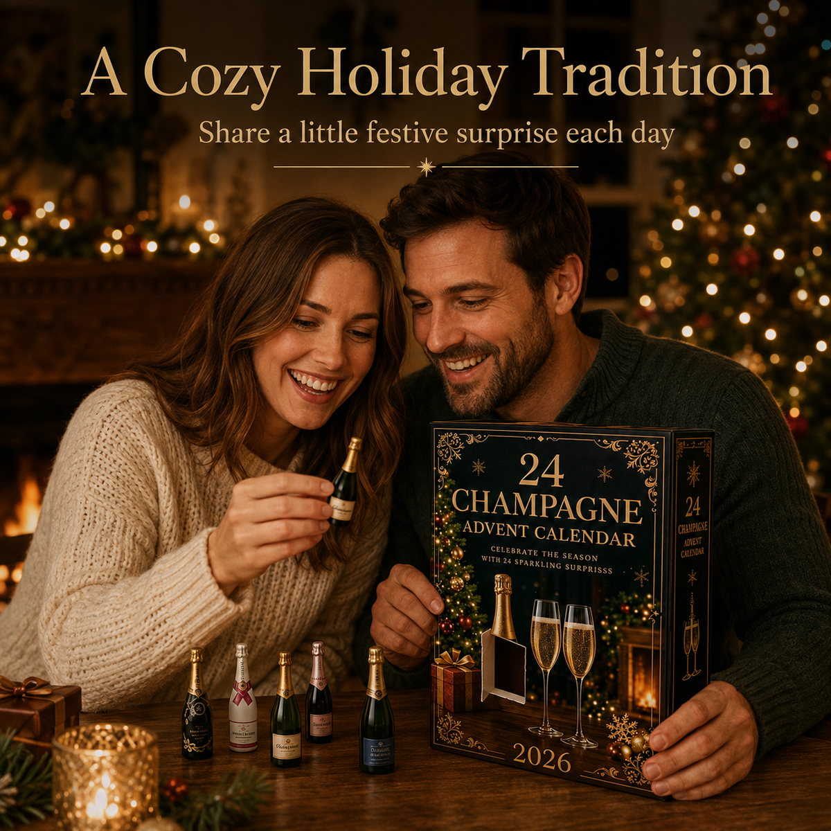 2026 Champagne Advent Calendar – 24-Day Christmas Countdown Gift