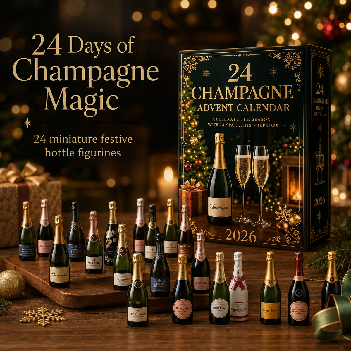 2026 Champagne Advent Calendar – 24-Day Christmas Countdown Gift