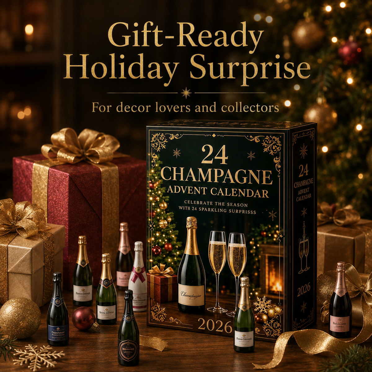 2026 Champagne Advent Calendar – 24-Day Christmas Countdown Gift