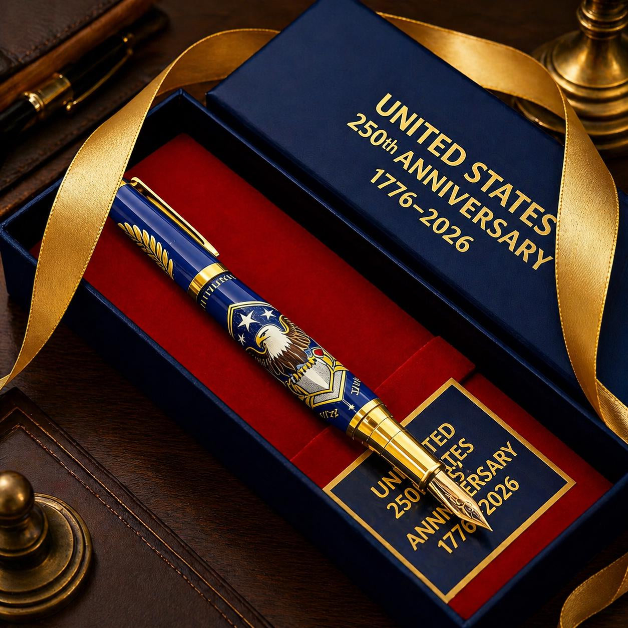 1776-2026 Patriotic Notebook & Pen Set, USA 250th Anniversary Stationery