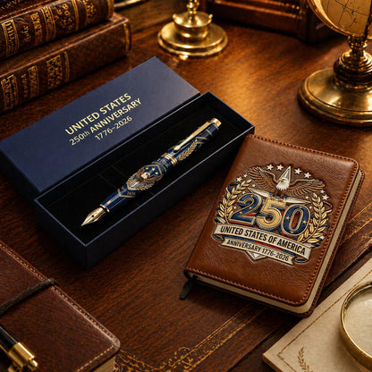1776-2026 Patriotic Notebook & Pen Set, USA 250th Anniversary Stationery