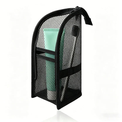 🧼 2‑Pack Quick‑Dry Mesh Hanging Toiletry Bag with Toothbrush Slots