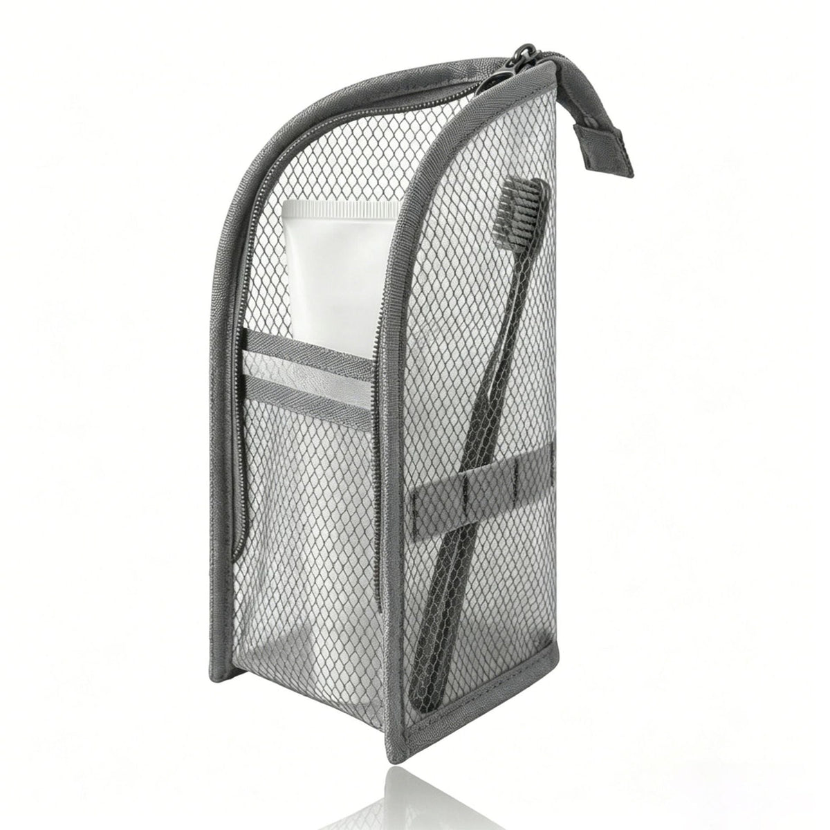🧼 2‑Pack Quick‑Dry Mesh Hanging Toiletry Bag with Toothbrush Slots
