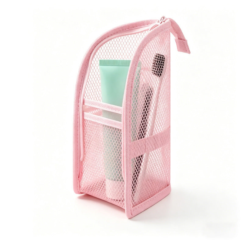🧼 2‑Pack Quick‑Dry Mesh Hanging Toiletry Bag with Toothbrush Slots