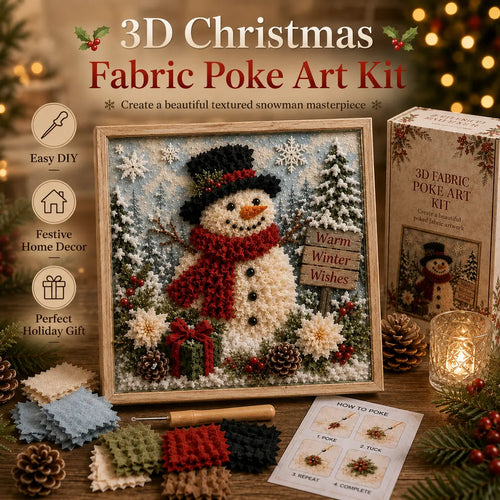 ⛄DIY Snowman Fabric Poke Art Kit, Handmade 3D Christmas Holiday Decoration Craft Set
