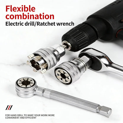 Universal Socket Wrench, Adjustable Multi-Function Tool for 3/8 Inch Drive