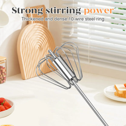 Hand Push Rotary Stainless Steel Whisk