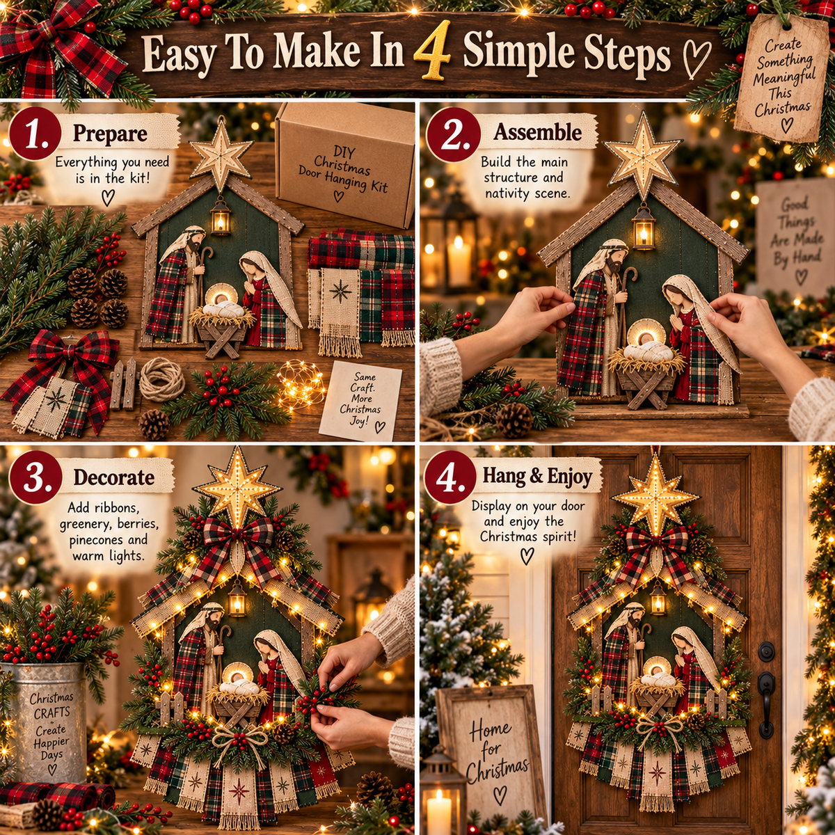 DIY Lighted Christmas Nativity Scene Door Hanging Kit 🎄