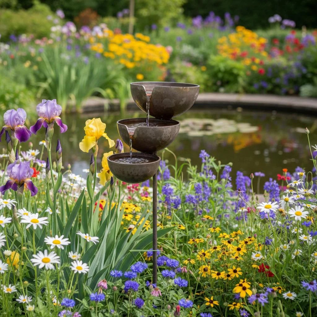 🌧️ Rain Catcher Self-Filling Bird Bath 🐦 Weatherproof Outdoor Garden Bird Water Bowl