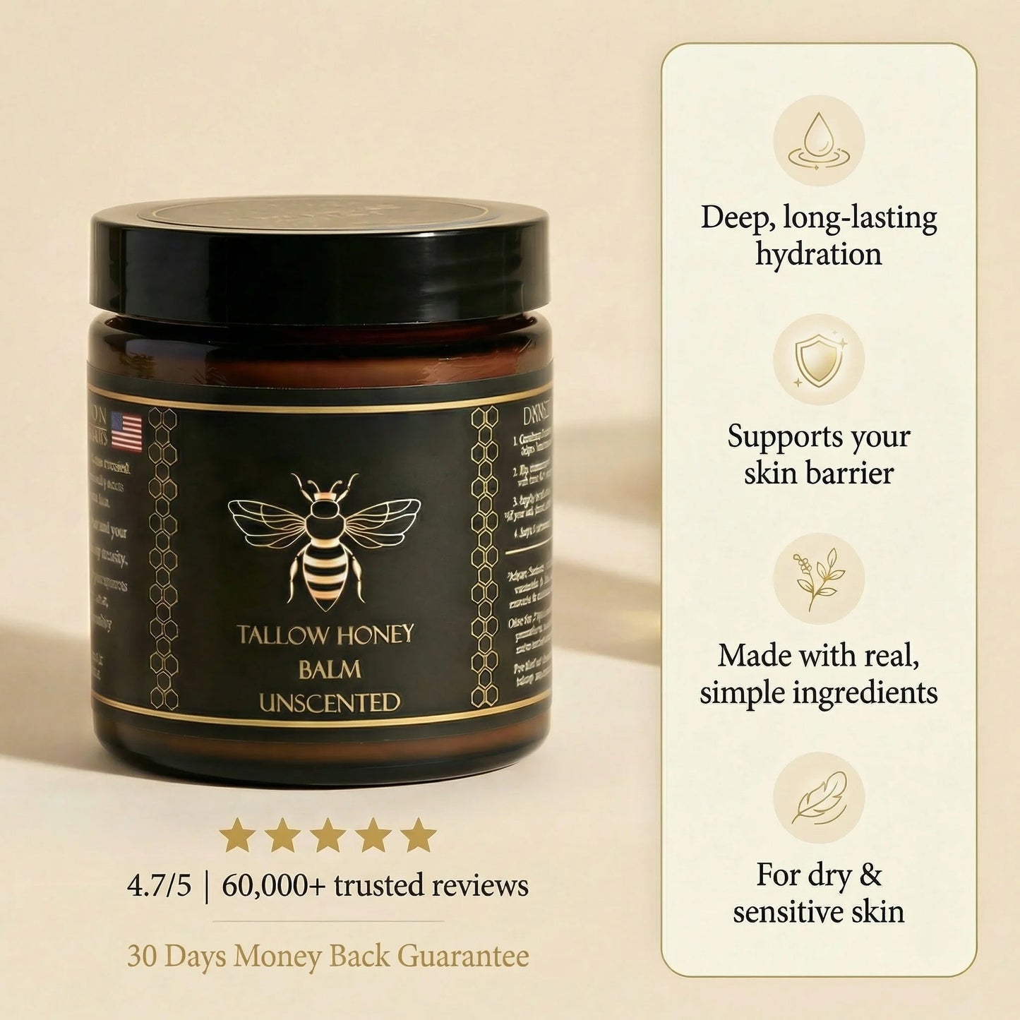 Natural Organic Tallow Honey Moisturizing Balm