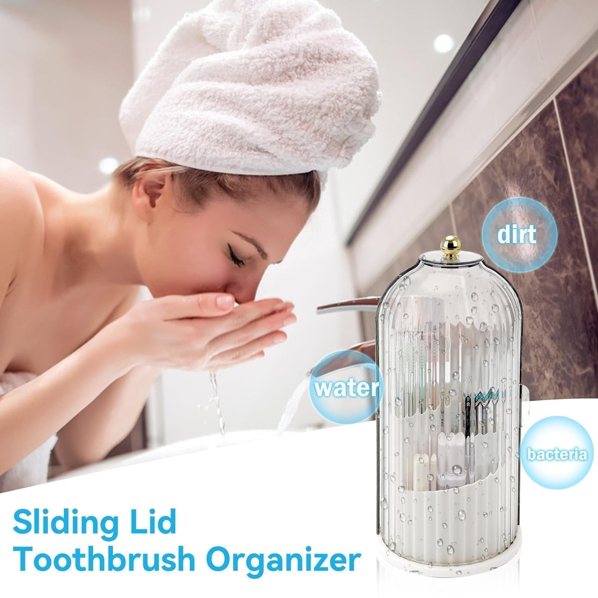 ✨Sliding Lid Toothbrush Organizer