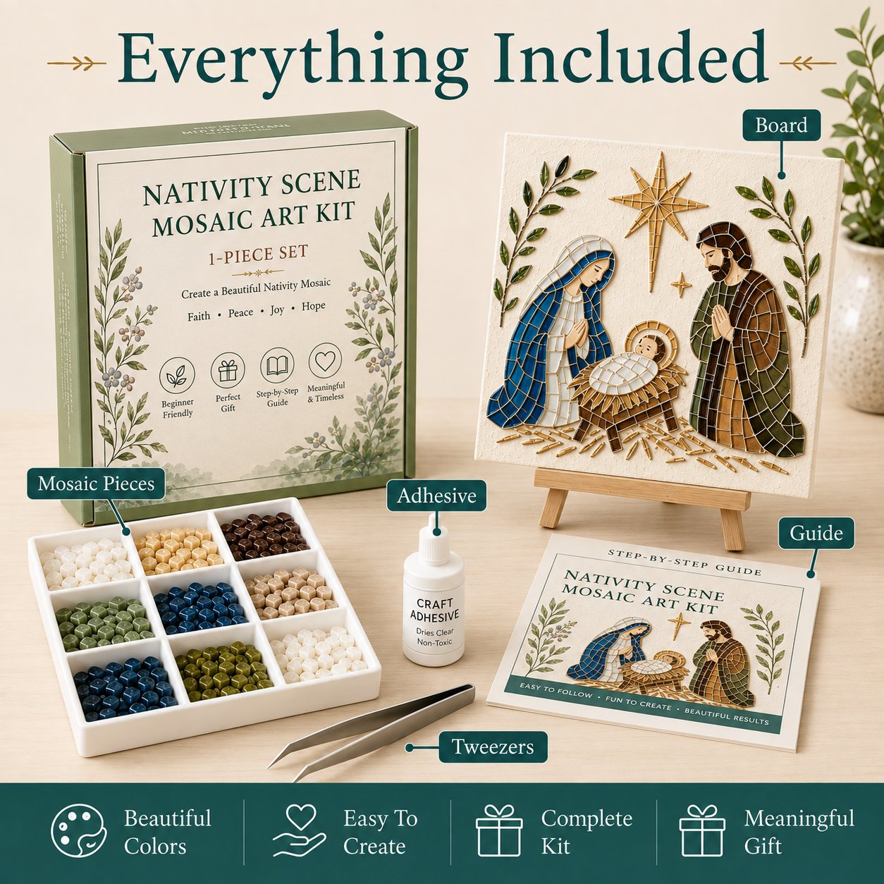Nativity Sea Glass Art Kit – Beginner-Friendly ✨