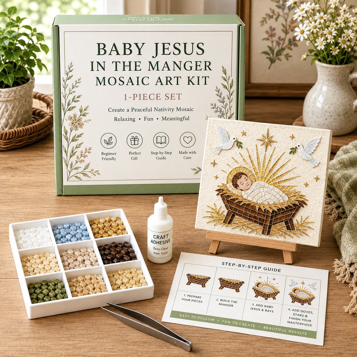 Nativity Sea Glass Art Kit – Beginner-Friendly ✨