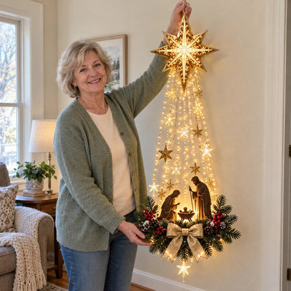 ✝️ Bethlehem Star‑Inspired Lighted Nativity Wall Hanging Decor