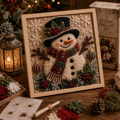 ⛄DIY Snowman Fabric Poke Art Kit, Handmade 3D Christmas Holiday Decoration Craft Set