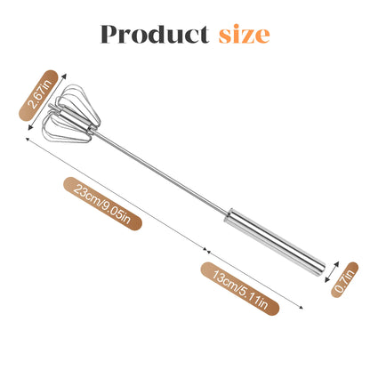 Hand Push Rotary Stainless Steel Whisk